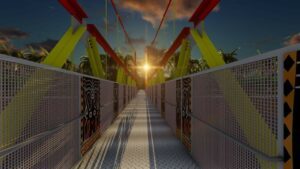 Tampilan Arcano Bridge dalam bentuk 2D yang dirancang oleh Tim Risomas Reborn dari Departemen Teknik Insfrastruktur Sipil FV ITS