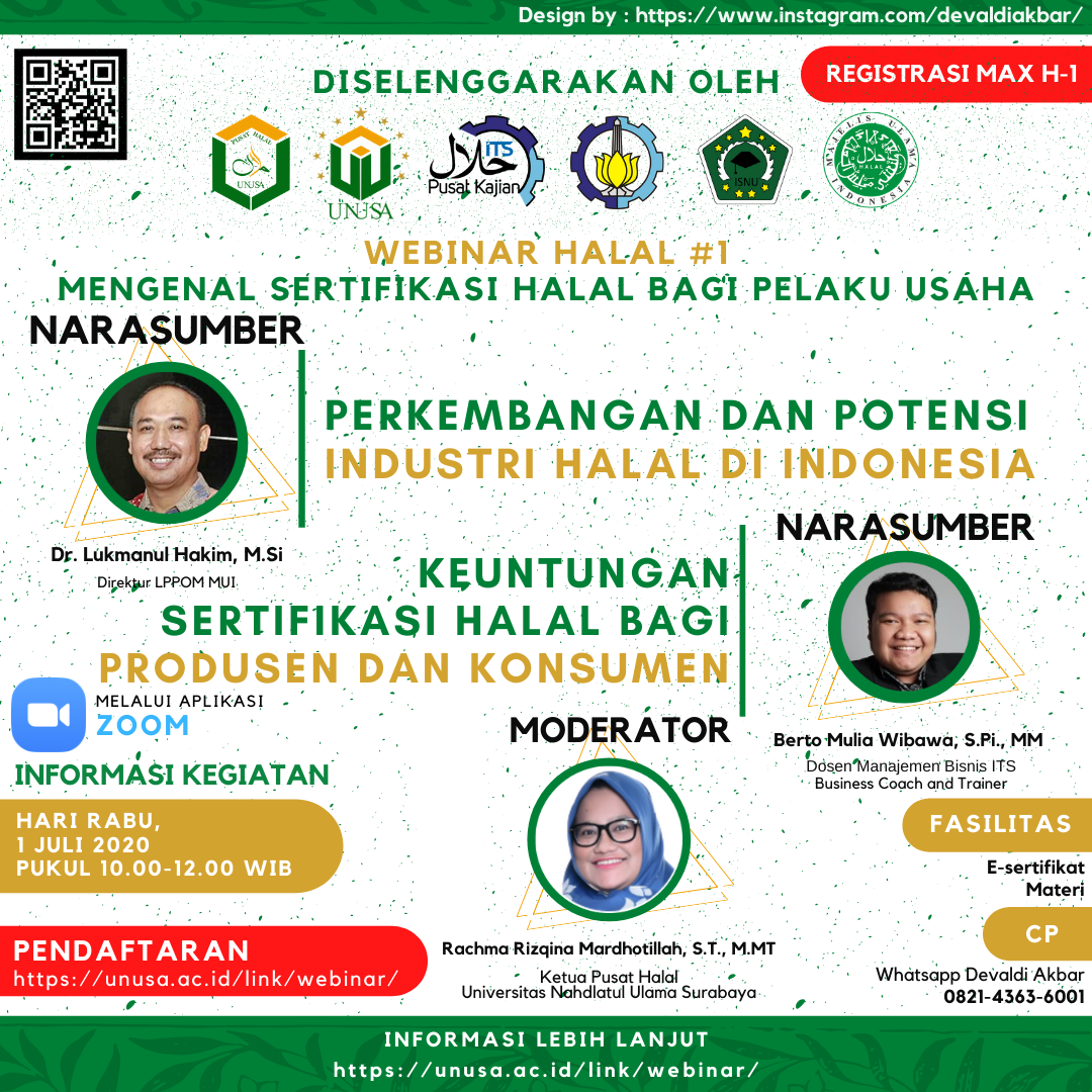 Webinar series #1 Mengenal Sertifikasi Halal Bagi Para Pelaku Usaha Narasumber: